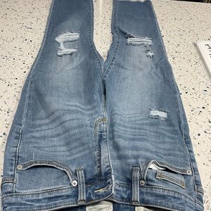 Universal threads high rise slim straight distressed raw hem jeans 6/28
